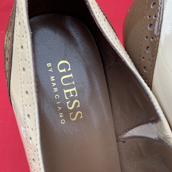 Guess Tri-colored Brown/Sand color Patent Oxford design high heels, sz7.5, BNWT - Picture 7 of 11